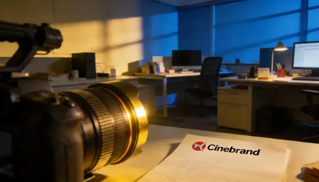 despacho de una productora en donde hay un papel de guión por desarrollar